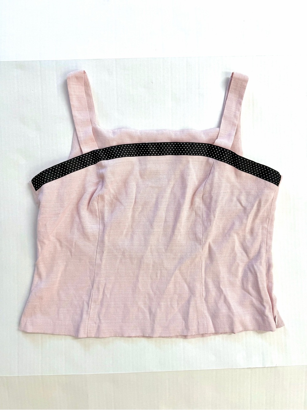 Perceptions Baby Pink Tank with Black Polka Dot Trim — Vintage Coquette Large
